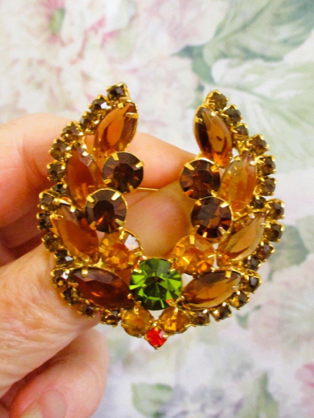 JULIANA Verified Rhinestone Brooch ~ Crystal Rhinestone Gold Plate Jewelry